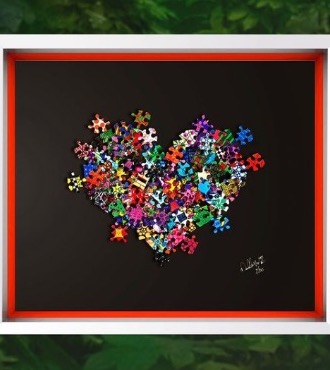 Take another piece of my heart - 35 x 38 cm - Oeuvre sur papier en 3D