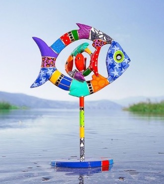 Lucky Fish - 54 x 40 x 23 cm - Sculpture en aluminium
