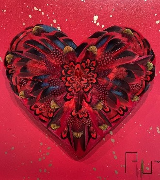 Pocket Love - 18" x 18" - Plumes and drawing