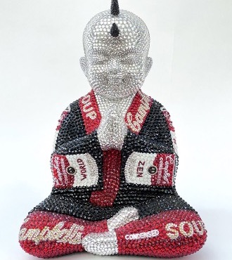 Recipe for love feat Warhol - 33 x 22 x 15 cm - Sculpture en fibre de verre, peinture acrylique et cristaux Swarovski