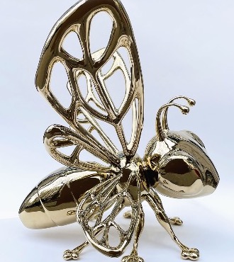 Abeille - Sculpture en inox poli miroir - 50 cm