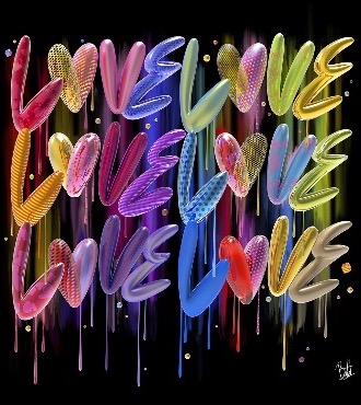 Dripping lights - 47 x 47 in - Digital artwork on canvas