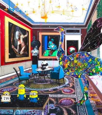 A Particular Ostrich - 140 x 200 cm - Mixed media retouched