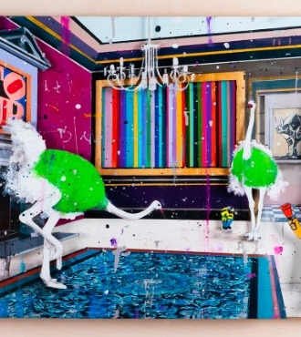 Please answer - 108 x 143 cm - Mixed media retouched