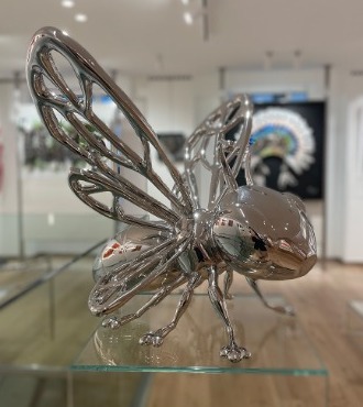 Bee - Sculpture en inox poli miroir - 60 cm