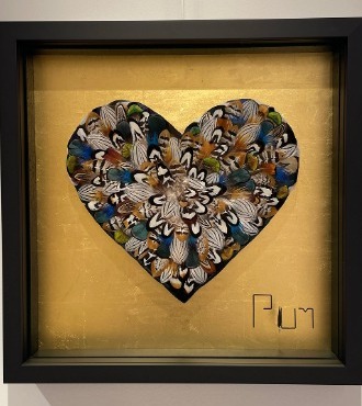 Pocket Love - Gold / Natural - 45 x 45 cm - Plumes et dessin