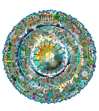 One World, the circle of life - 123 x 123 cm - Sérigraphie 3D