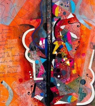 Des notes gravées dans mon coeur - 23" x 14" - Mix media