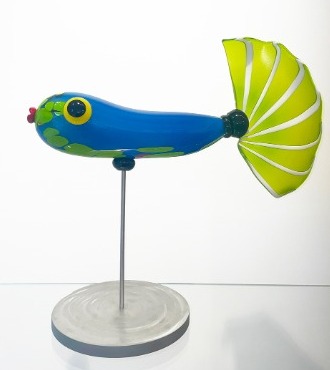 Poisson clown - Glass sculpture - 20" x 21"