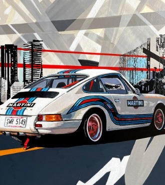 Martini Racing Porsche - 60 x 80 cm - Peinture sur toile