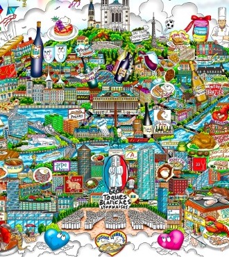 Lyon ... Capital of Gastronomy - 103 x 80 cm / 69 x 52 cm - Sérigraphie 3D
