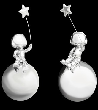 Penseur d'étoiles - Sculpture en inox poli miroir - 80 cm