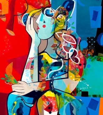 Bonheur de vie - 39" x 31" or 9" x 12"- Lacquer on aluminium