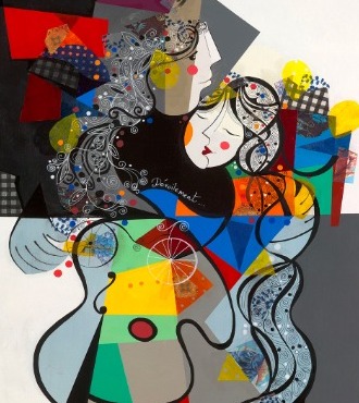 Dévoilement - 39" x 31" or 9" x 12"- Lacquer on aluminium