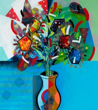 Fleurs du jardin - 39" x 31" or 9" x 12"- Lacquer on aluminium