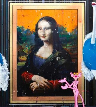 Explaining Mona Lisa - 12" x 8"  / 39" x 28" - Lacquer