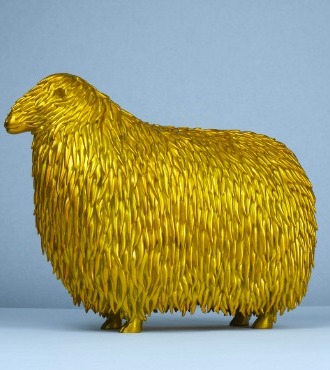 Lincoln Longwool (gold) - Sculpture en résine - 30 x 24 cm