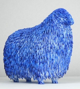 Lincoln Longwool (ice) - Sculpture en résine - 30 x 24 cm