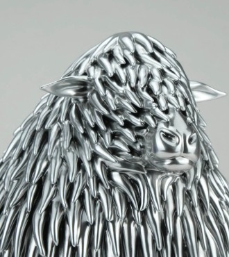 Lincoln Longwool (Argent) - Sculpture en résine - 30 x 24 cm