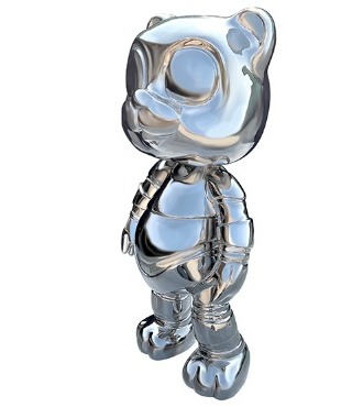 Teddy bear - polished stainless steel - 24" inch / 11" inch