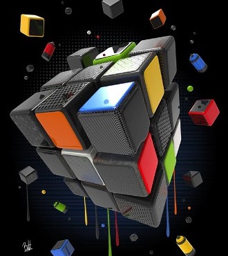 Rubik Eternity - 47 x 35 in - Digital original artwork on canvas