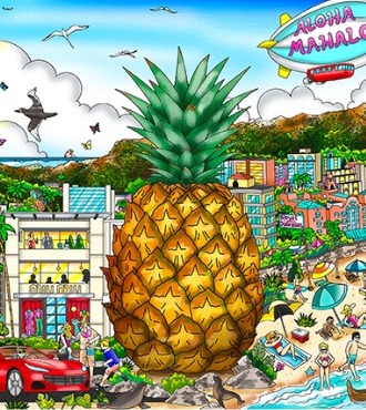 Mahalo in Honolulu - 15 x 46 cm - Sérigraphie 3D