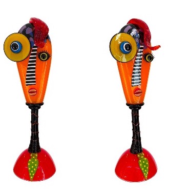 SOLD OUT - Miss carnaval cheveux rouges - Sculpture en verre - H 55 x L16 cm