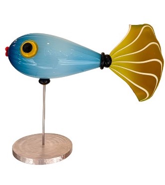 Poisson tropiques cannelé panache - Glass sculpture -18" height  x 24" length x 9" diameter