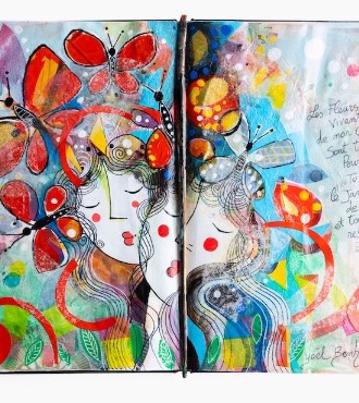 Les fleurs vivantes de mon coeur sont toutes pour toi - 11,8" x 17,7" inch - work on paper