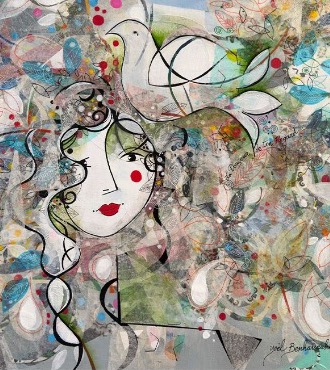 La douceur de ton regard - 23,6" x 27,6" - Acrylic on canvas