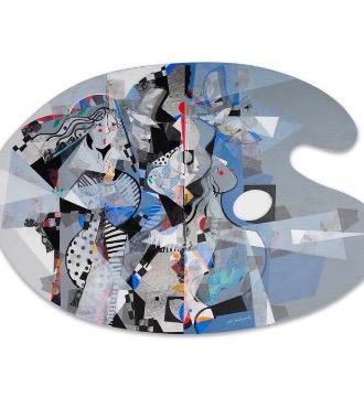 Le monde caché de l'artiste - 60,6" x 41,7" inch - Acrylic on wood