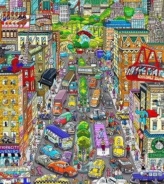 In NYC ... It's the characters you meet - 41 x 71 cm - Sérigraphie 3D