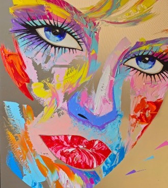Alycia - 39" x 31" - acrylic and cut crystals on mirror