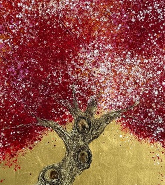 365 Racines - Triptyque - 116 x 228 cm - Huile sur toile et feuilles d'or