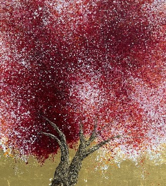 349 Racines - 130 x 97 cm - Huile sur toile et feuille d'or