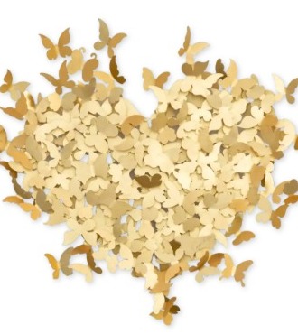 My heart is all a flutter - Gold - 110 x 10 - Sculpture murale 3D en métal découpée au laser