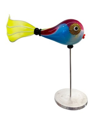 Poisson Tropiques multicolore - Glass sculpture -24" height  x  20" width x 8" diameter