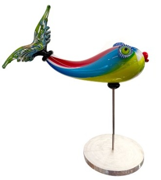 Tropiques multicolore queue irisée - Sculpture en verre souffé - H 53 x L 53 x D 22 cm