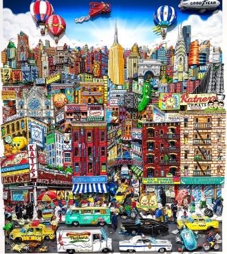Schmoozing With Chutzpah on the Lower East Side - 58 x 68 cm - Sérigraphie 3D
