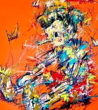 Bois et papier - Inks of China, aerosol and resin on cloth - 71" x 71" inches