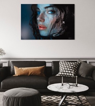 Bodrum en intérieur - 100 x 150 cm - Peinture acrylique et résine sur métal