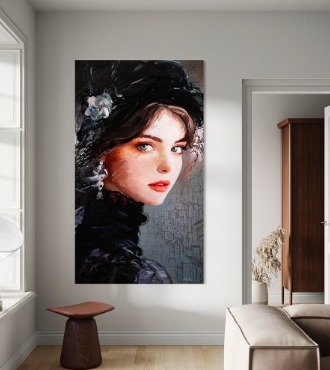 Manarola en intérieur - 200 x 115 cm - Peinture acrylique et résine sur métal