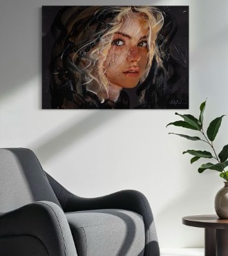 Portland en intérieur - 100 x 70 cm - Peinture acrylique et résine sur métal