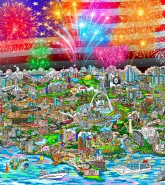 America 250 - 76 x 54,6 cm - Sérigraphie 3D