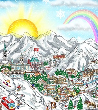 Winter wonderland in the swiss Alps - 10" x 24" - Serigraphy 3D