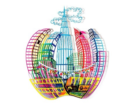 Big apple - 75 x 90 cm - Sculpture murale 3D en métal découpée au laser