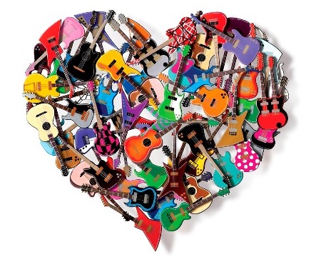 Heart of rock n roll - 109 x 90 / 62 x 56 cm - Sculpture murale 3D en métal découpée au laser