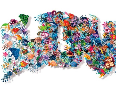 Sea of love - 185 x 83 cm - Sculpture murale 3D en métal découpée au laser