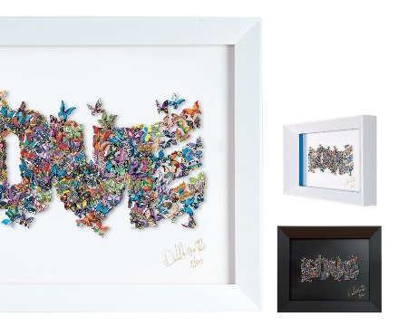 Love flutters by - 50 x 35  cm - Oeuvre sur papier en 3D