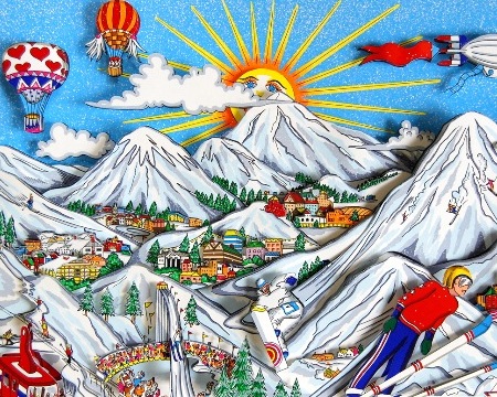 Ski vacation - 61 x 32 cm - Sérigraphie 3D